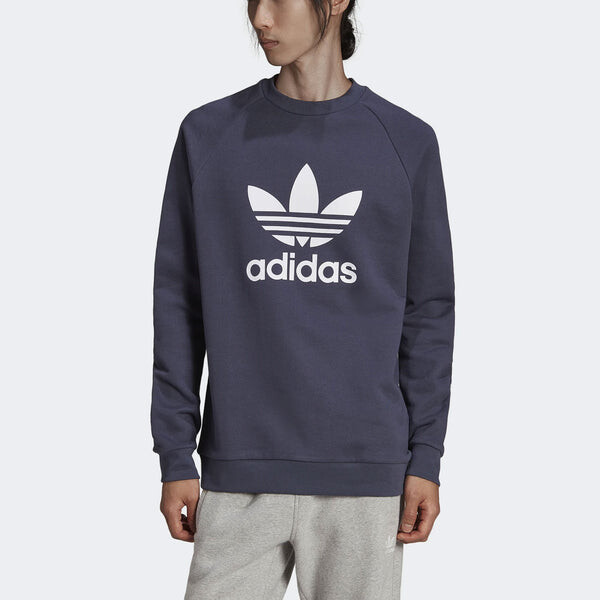Толстовка Men's adidas originals Alphabet Large Logo Round Neck Sports Navy Blue, синий — фото 4