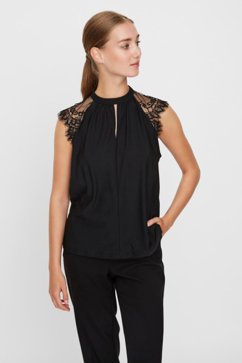 

Кружевной топ Vero Moda, черный