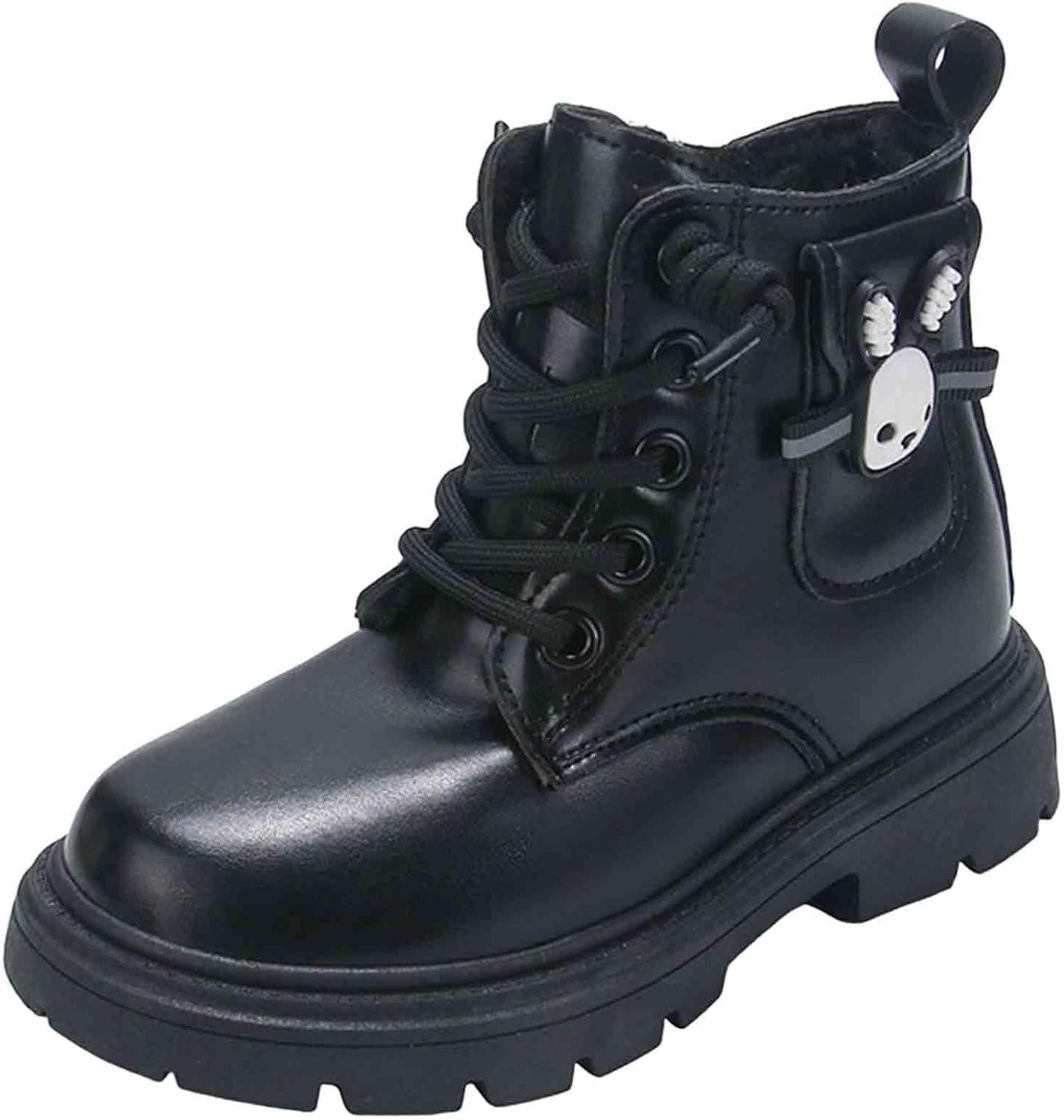 

Женские ботильоны IWIHMIV на шнуровке с плюшевой подкладкой, короткие ботинки с противоскользящей подошвой из искусственной кожи, с молнией сбоку, Black