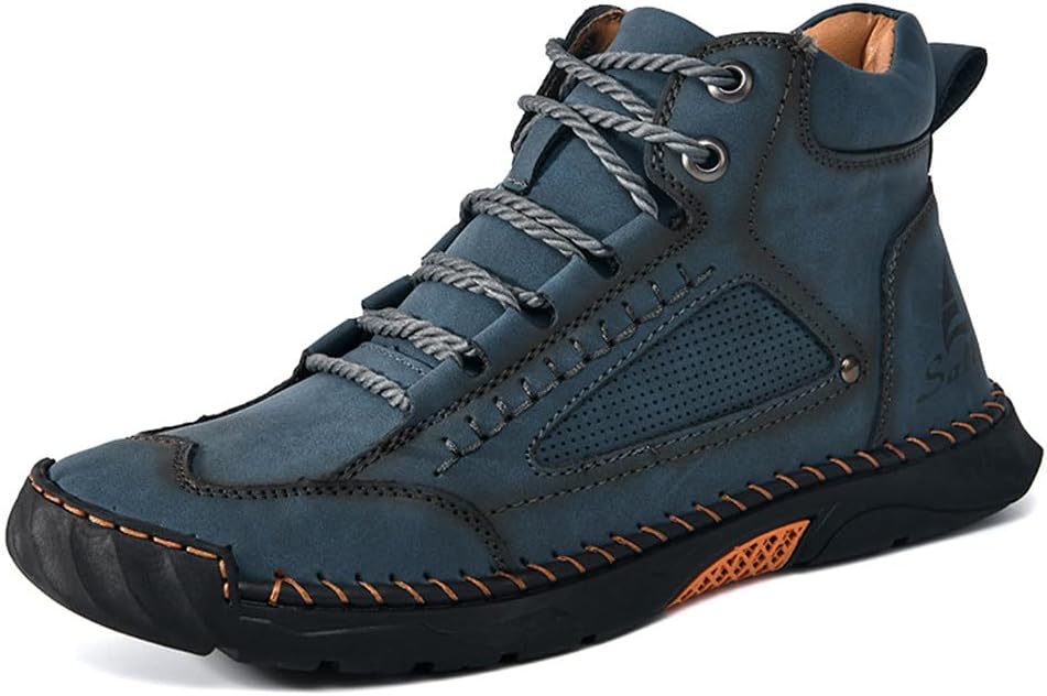 

Мужские высокие кожаные кроссовки MAUGELY, противоскользящие и износостойкие, для прогулок и активного отдыха, синий