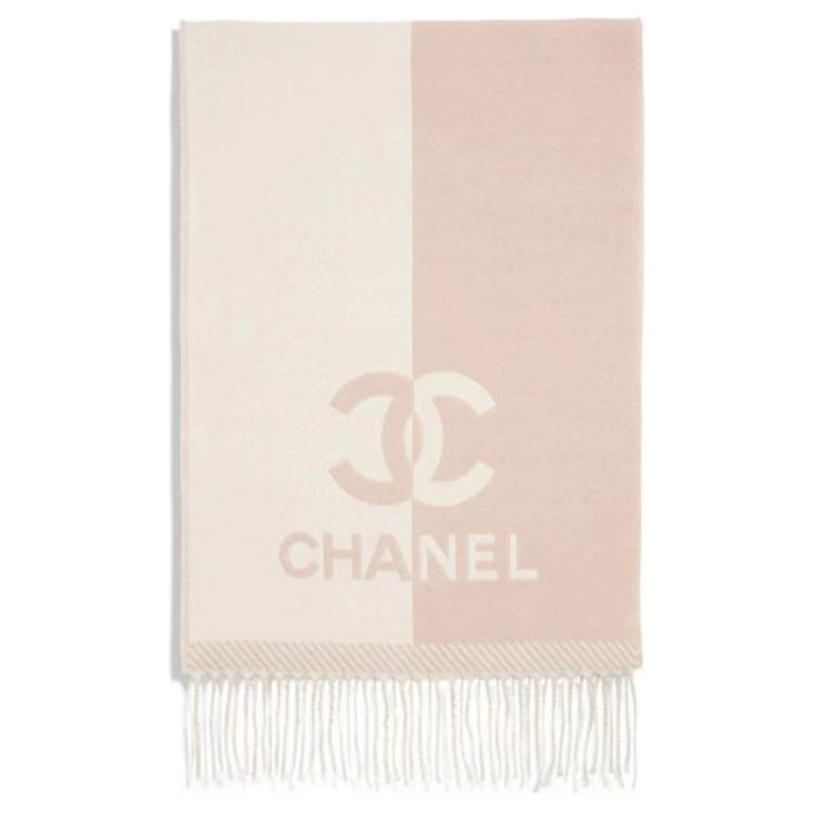 Шерстяной вязаный шарф женский розовый CHANEL — фото 2