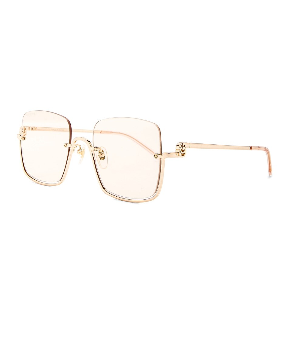 Прямоугольные солнцезащитные очки GG Upside Down Gucci, цвет Gold & Light Yellow — фото 2