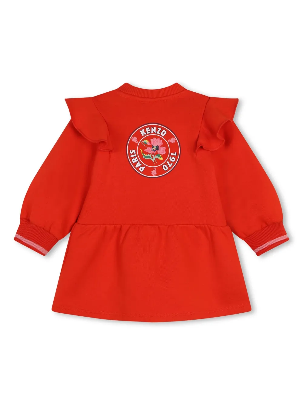 Платье с оборками Kenzo Kids, красный — фото 2