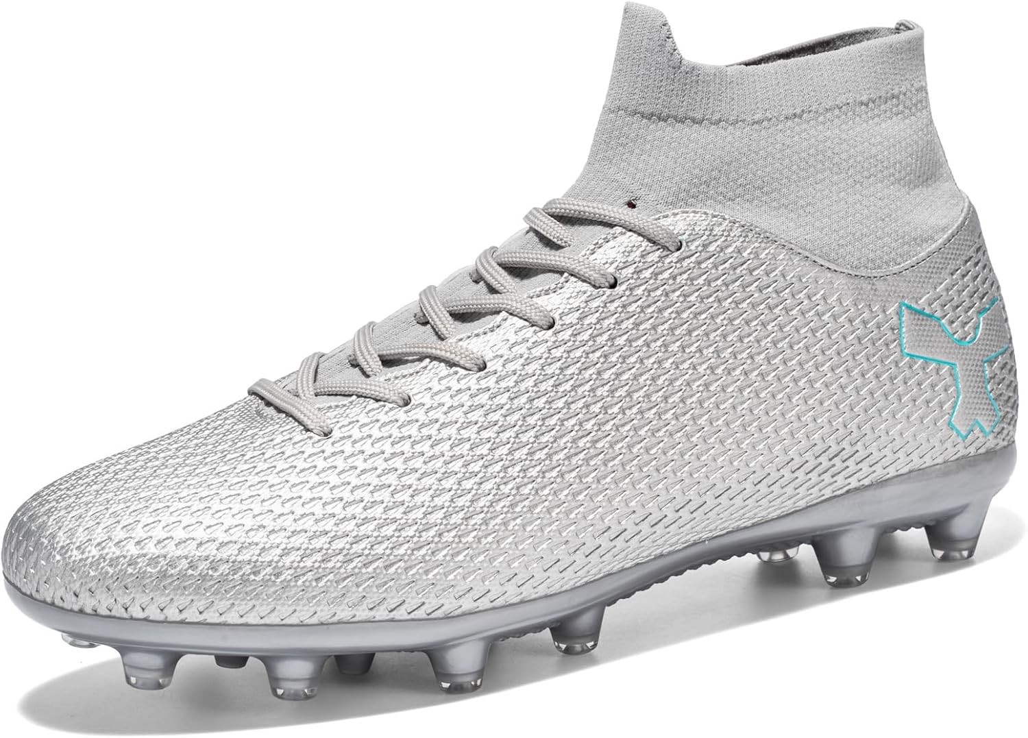 

Футбольные бутсы для мужчин, бутсы для больших мальчиков, высокие шипованные кроссовки для молодежи, профессиональные тренировочные кроссовки для газона, зала и улицы Favdeol, серебро