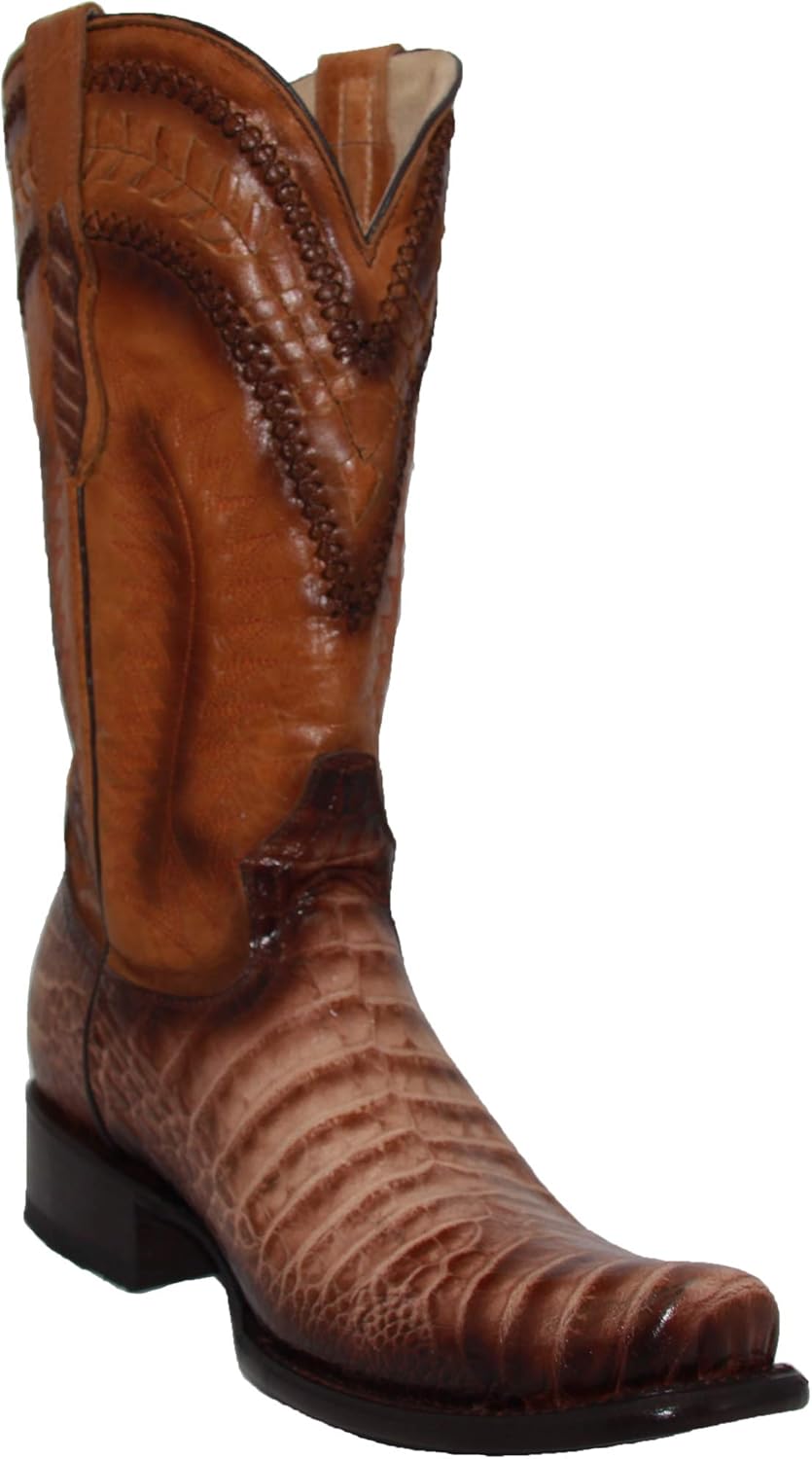 

Мужские ковбойские сапоги из натуральной кожи с узором под крокодила каймана The Western Shops, Honey