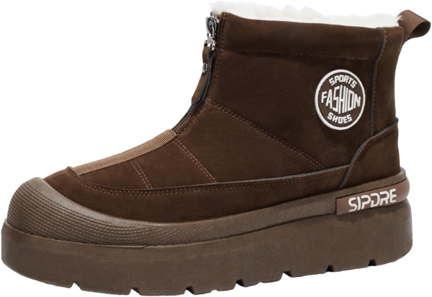 

Мужские зимние высокие ботинки с флисовой подкладкой: теплые мягкие ботинки больших размеров, молния и модные детали, толстая подошва, подходит для холодной погоды на улице и для повседневной носки Khwfjas, коричневый
