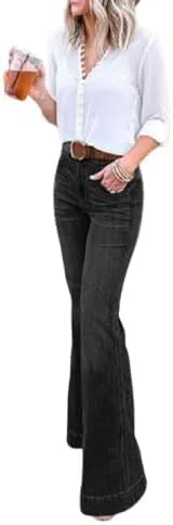 

Пеплум джинсы, тонкие, завышенная талия, слегка тянущиеся широкие брюки для женщин