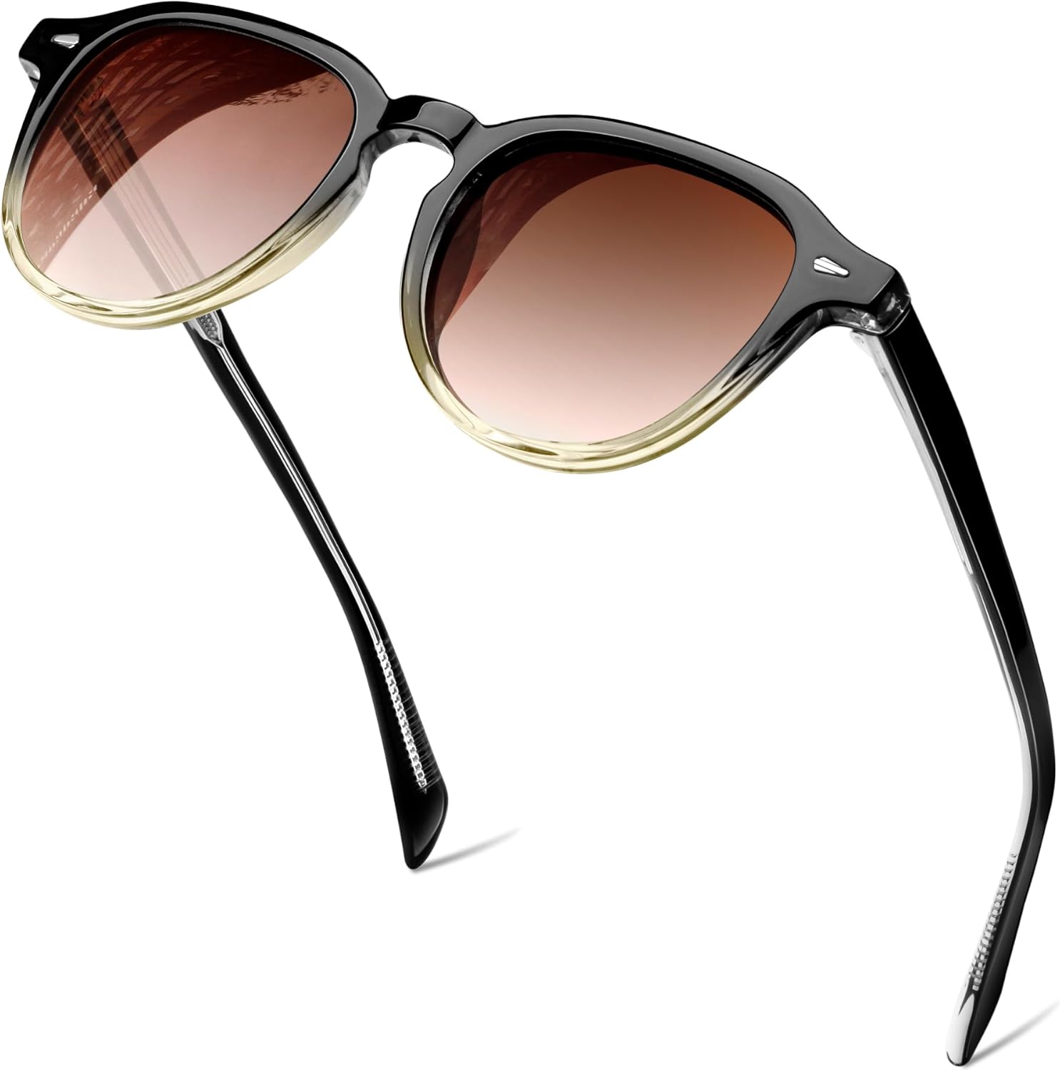 

Солнцезащитные очки KANASTAL из ацетата с поляризацией, для женщин и мужчин, защита от ультрафиолета UV400, ретро-форма, круглые, модные, 【a4】black to Clear Beige/Gradient Brown