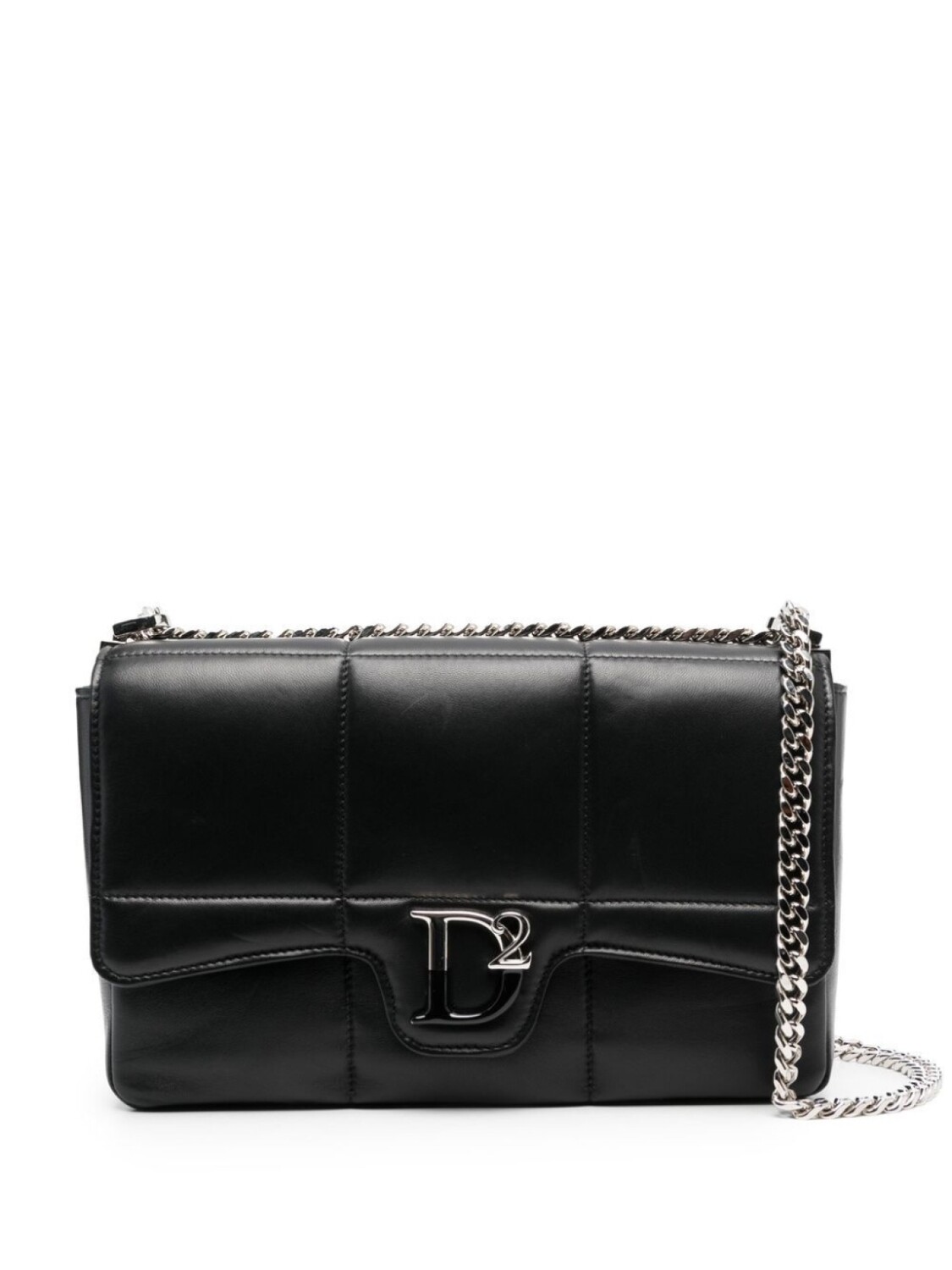 

Dsquared2 logo-plaque quilted shoulder bag, черный