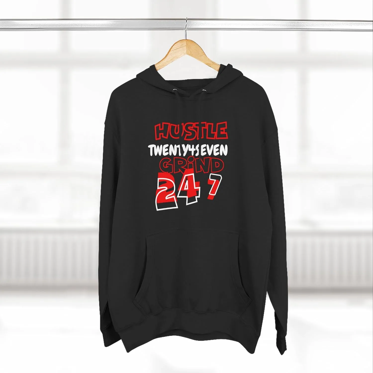 Худи Hustle 24/7 - мотивационная толстовка для предпринимателей, тех, кто подрабатывает, и целеустремленных людей | Пуловер Grind Mindset GENERIC, черный — фото 3
