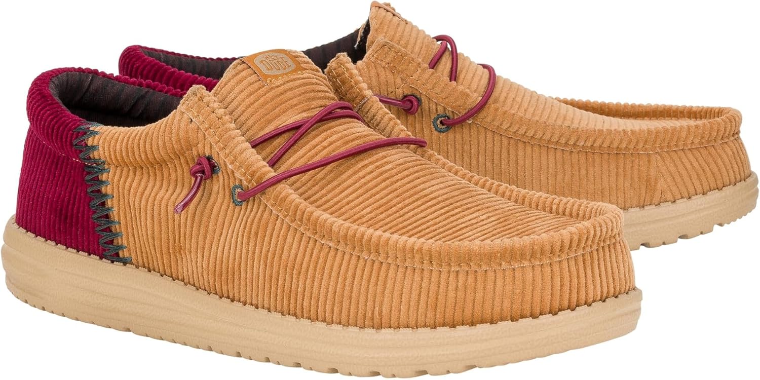 

Мужские вельветовые кроссовки Wally Funk Heydude, бордовый/песочный