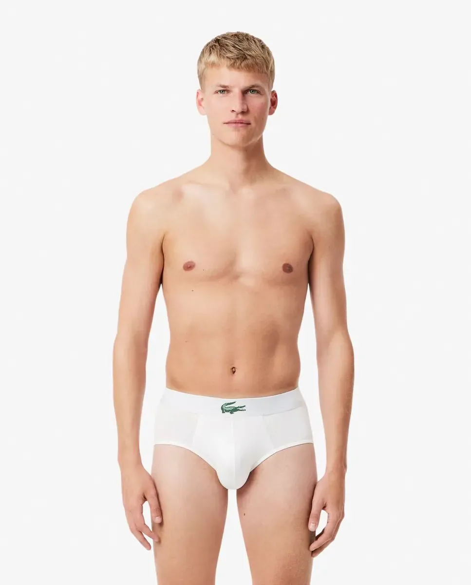 Lacoste Набор из 3 мужских трусов, трикотажное эластичное джерси, белый