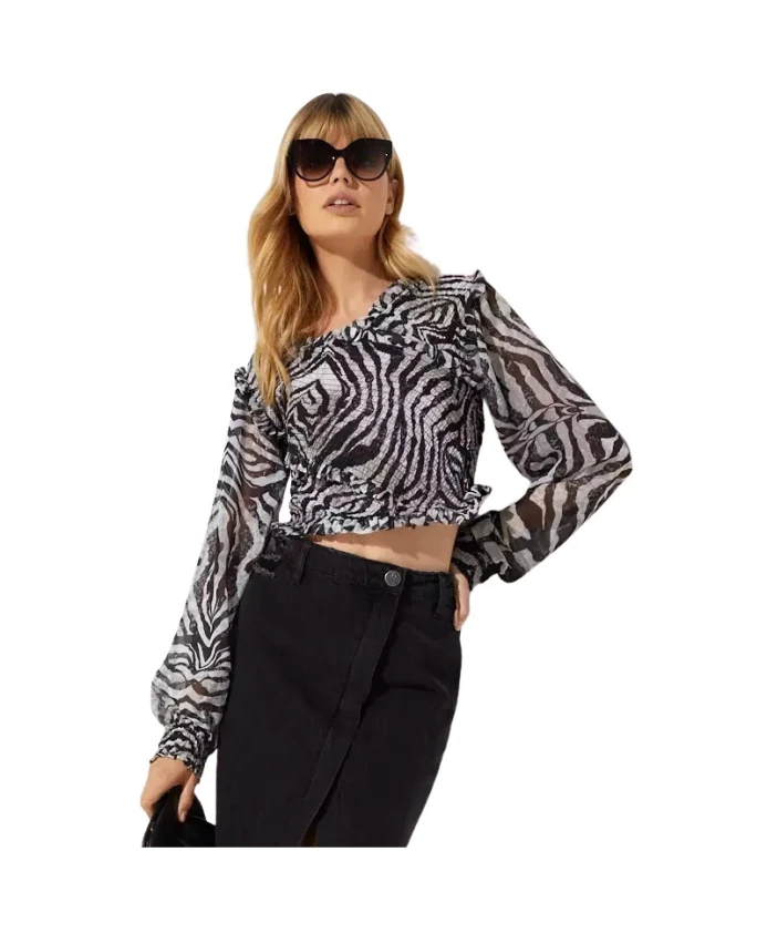 

Блузка с запахом и зебровым принтом One Teaspoon, черный