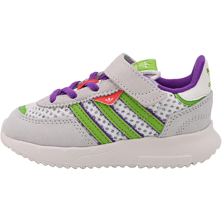 Антискользящие износостойкие низкие кроссовки Retropy F2 для малышей Adidas Originals, серый/зеленый/фиолетовый — фото 2