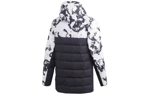 Пуховик adidas Juventus Soccer/Football Sports Colorblock hooded down Jacket Black White Colorblock, белый — фото 2