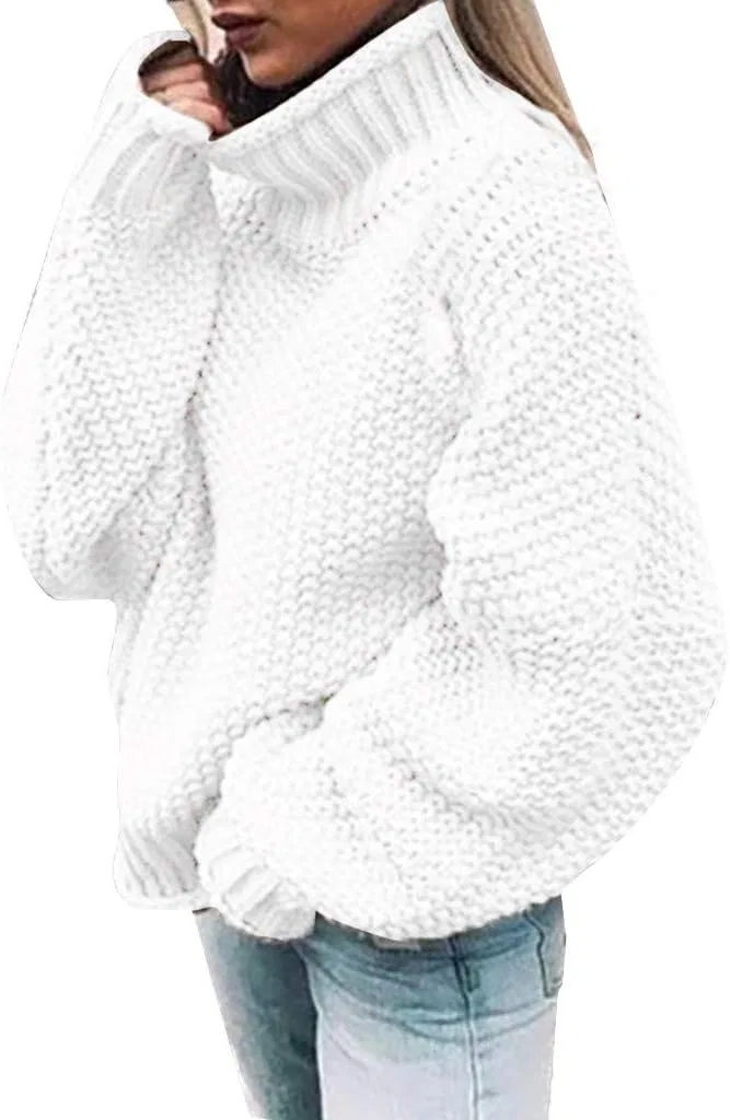 Женский свитер свободного кроя с длинным рукавом, модель Batwing, Polyester and cotton, белый