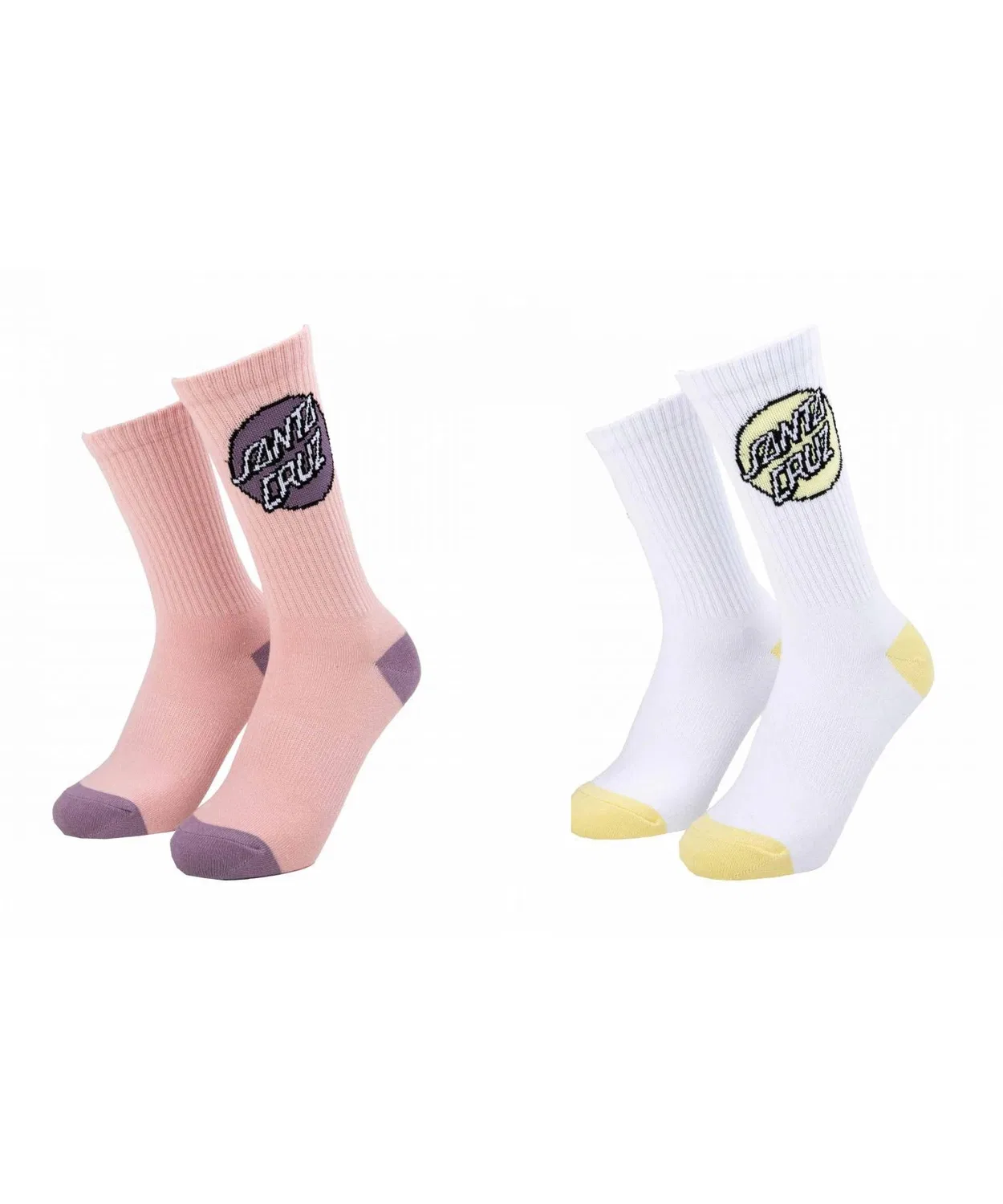 Детские носки с логотипом Santa Cruz, комплект из 2 пар, White/Pink