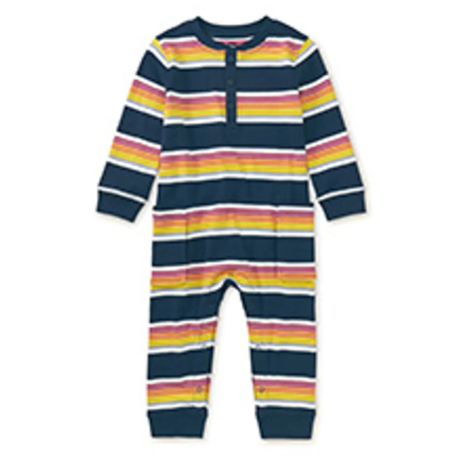 Детский боди-комбинезон с принтом в полоску Henley Baby Romper Tea Collection, Whale Blue