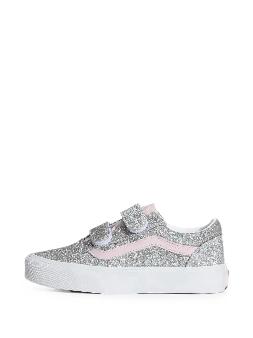 Кроссовки на липучках с эффектом блеска Vans Kids, серебряный — фото 2