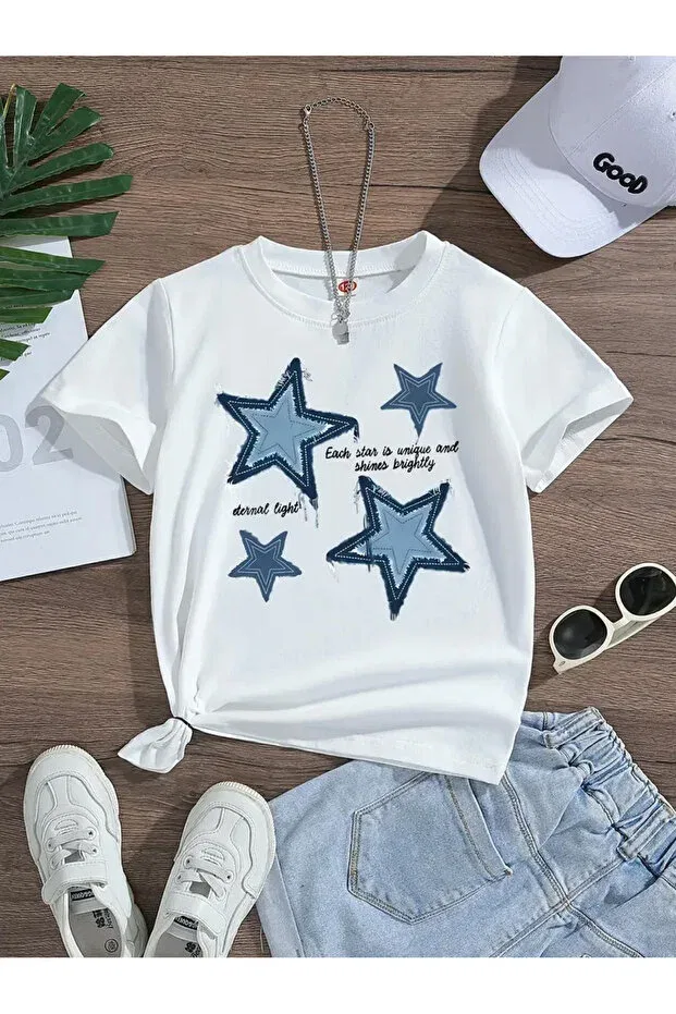 Детская футболка с принтом Star Printed Premium Eysaah, White