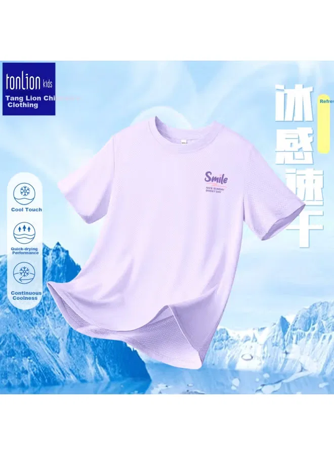Футболка с коротким рукавом сетчатая дышащая Tonlion Kids, фиолетовый