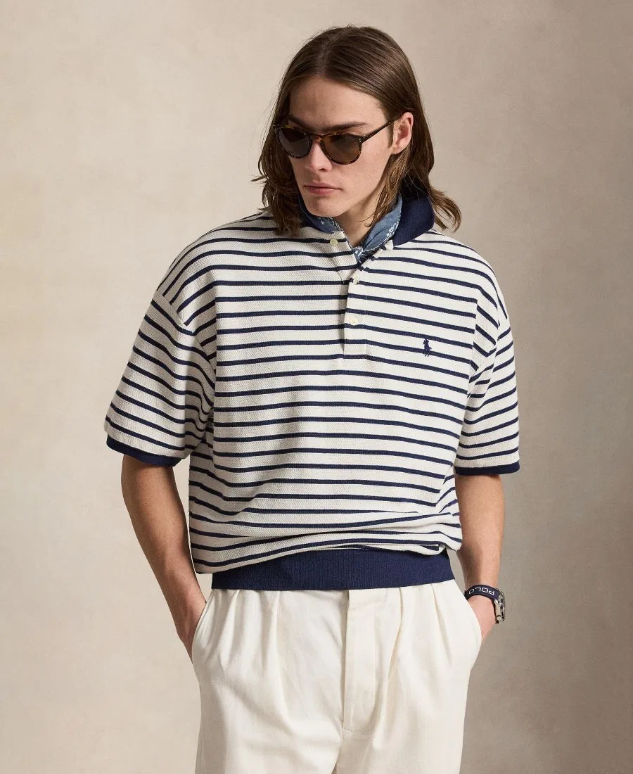 Мужское поло Relaxed-Fit Striped Textured Polo Shirt Polo Ralph Lauren, Nevis/Newport Navy