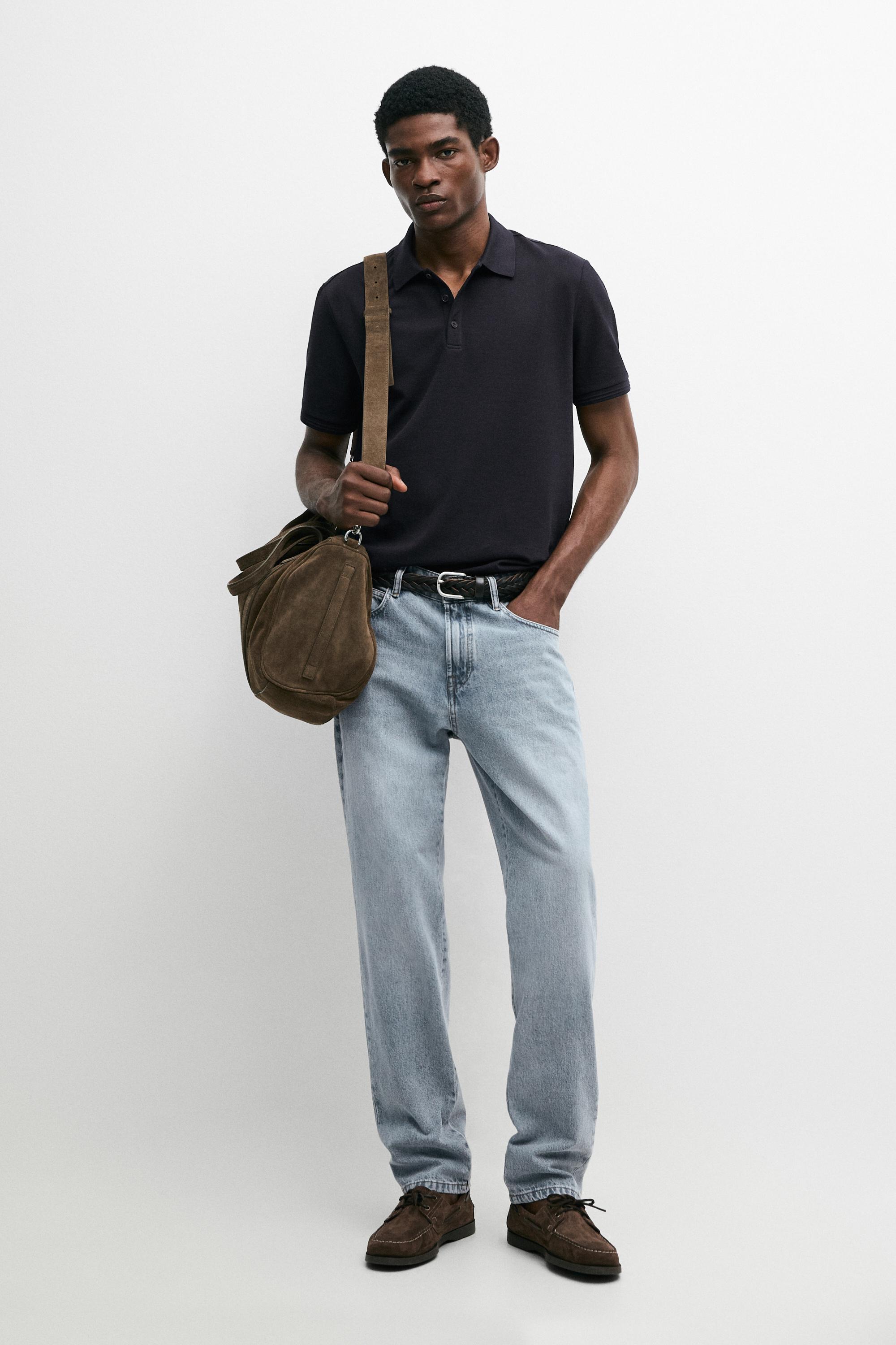Поло Massimo Dutti 100% Cotton Short Sleeve Shirt, темно-синий — фото 2