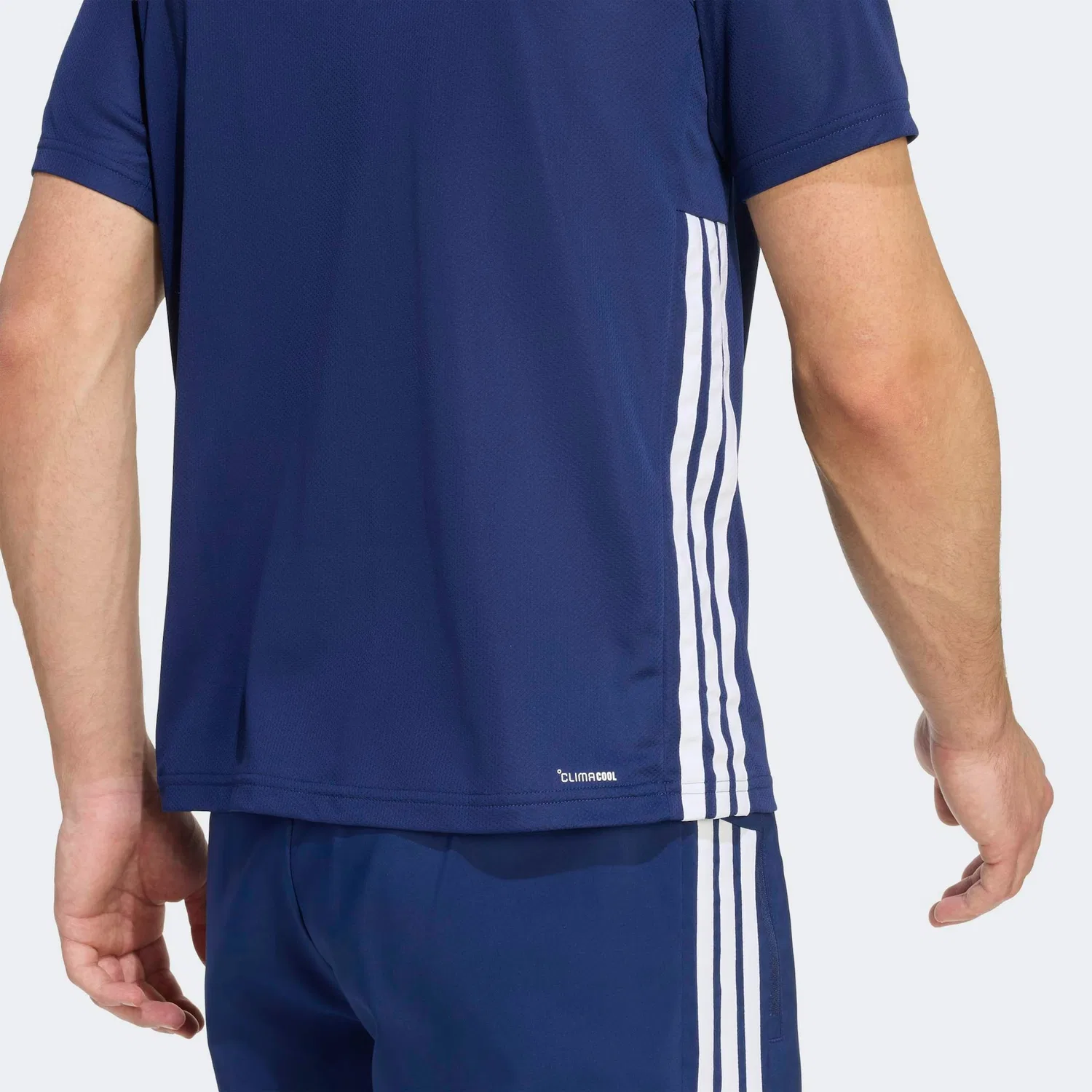 Мужская тренировочная футболка с тремя полосками Adidas Performance, Dark Blue/White — фото 4