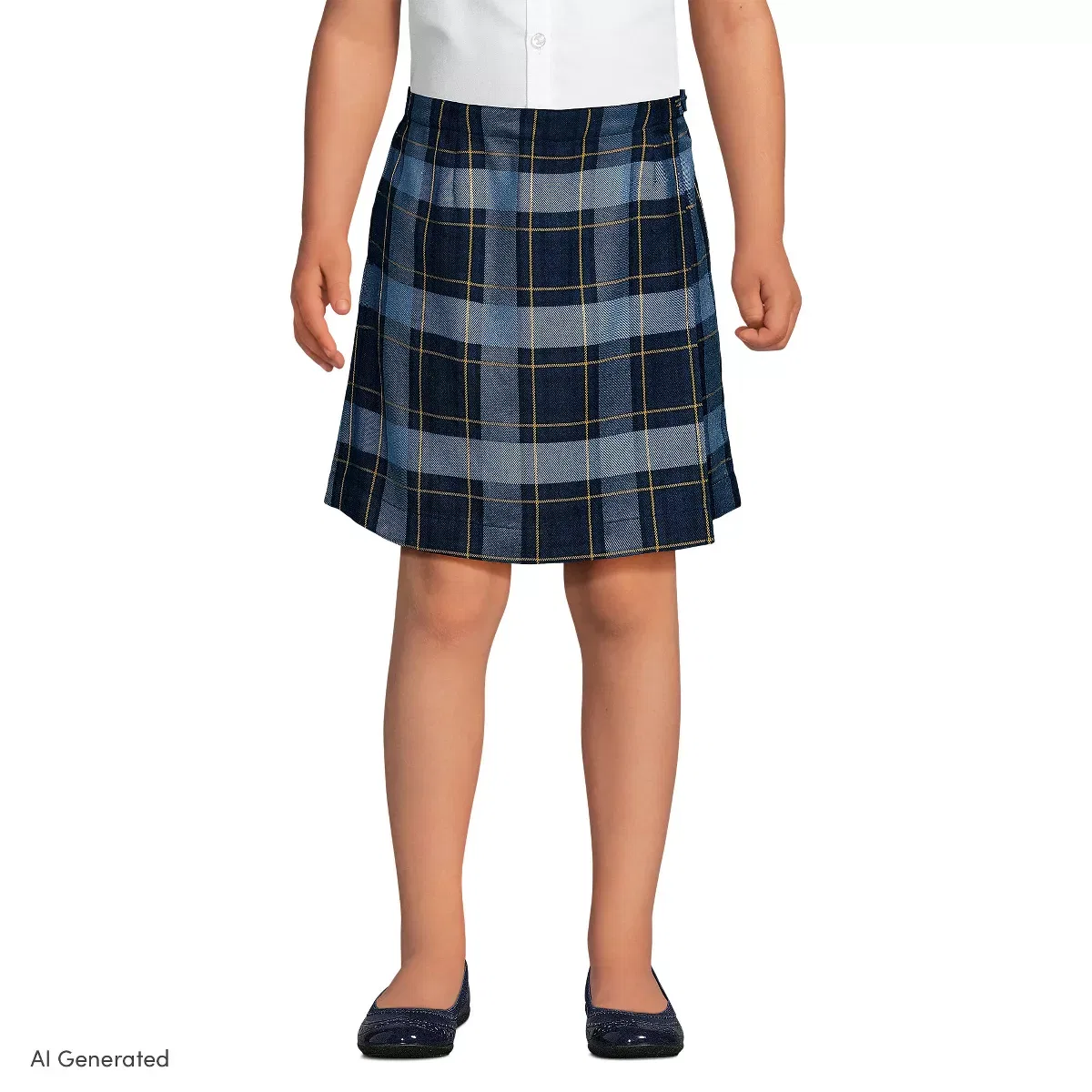 Детская юбка-шорты для девочек с принтом классический клетка Lands' End, Classic Navy Plaid