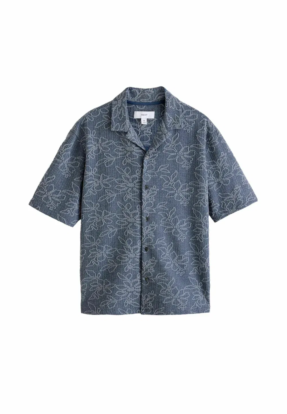 Рубашка с коротким рукавом из фактурного трикотажа стандартного кроя Next, Blue