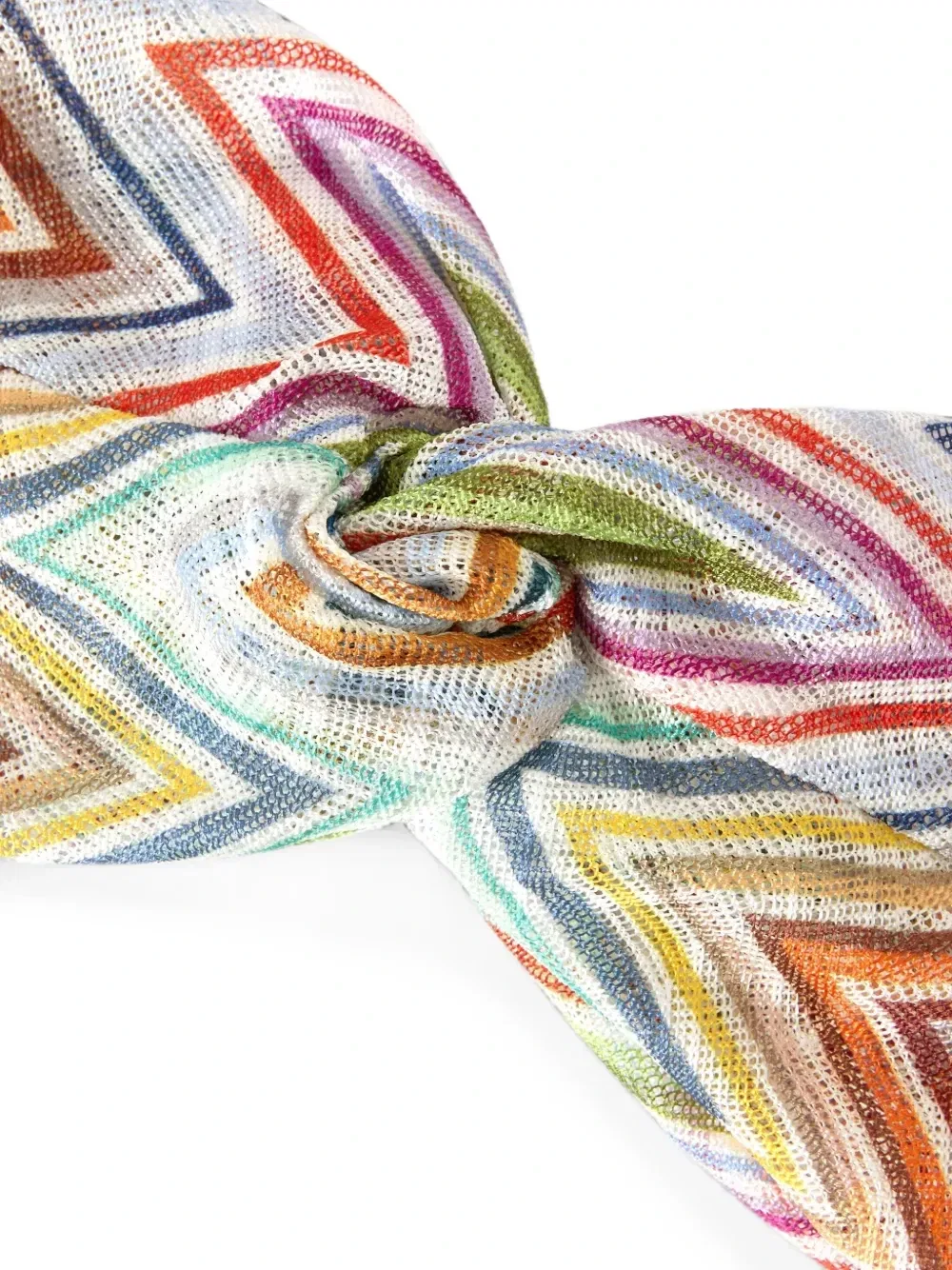 Вязаная повязка на голову в рубчик с узором зигзаг Missoni, белый — фото 2