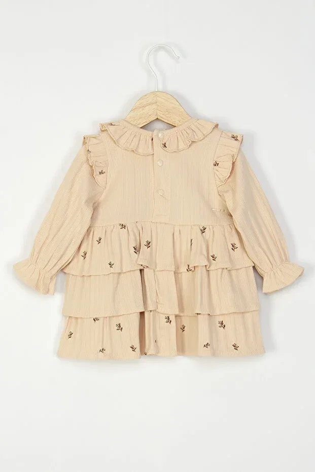 Детское платье для девочек с принтом Mini Cotton, Beige — фото 4