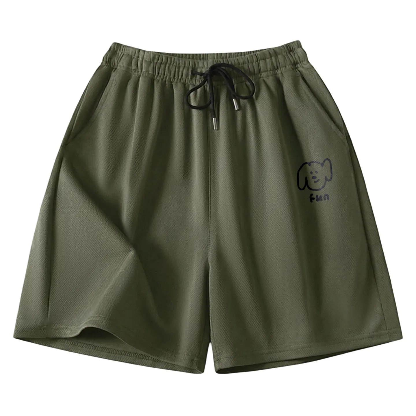 Детские шорты из льняного шелка [Ice Silk Quick Dry] Army Green (Ma Xiu Dog Journal Pants Logo), MINISO, Цвет: Army Green (Ma Xiu Dog Journal Pants Logo)