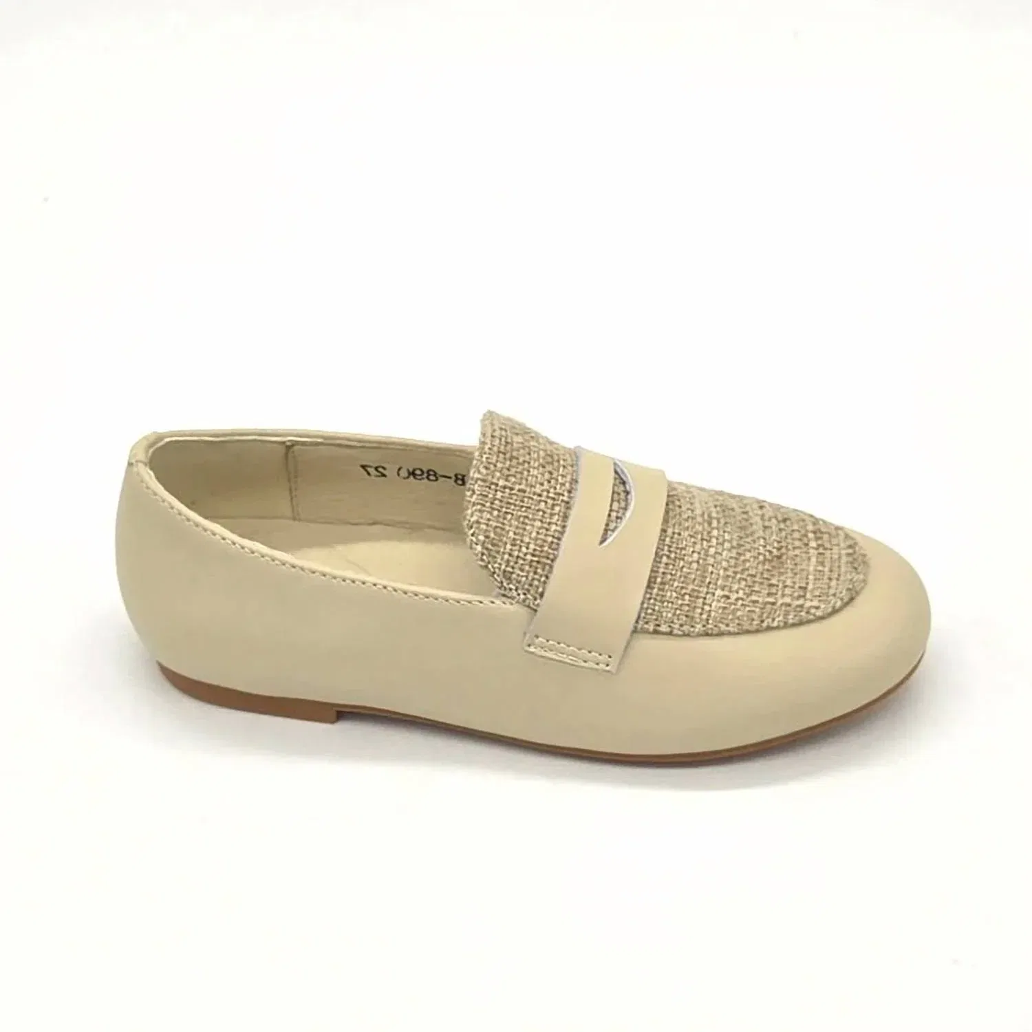 Детские лофферы для девочек с плетеным верхом Andy Fancy Banded Boutaccelli, Beige Leather