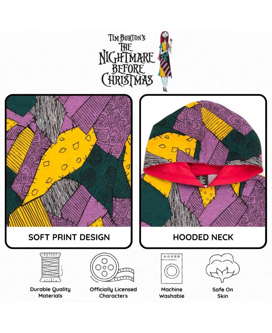 Детская футболка-худи с капюшоном и 3D ушками Winnie the Pooh Nightmare Before Christmas, Sally Patchwork Multi — фото 3