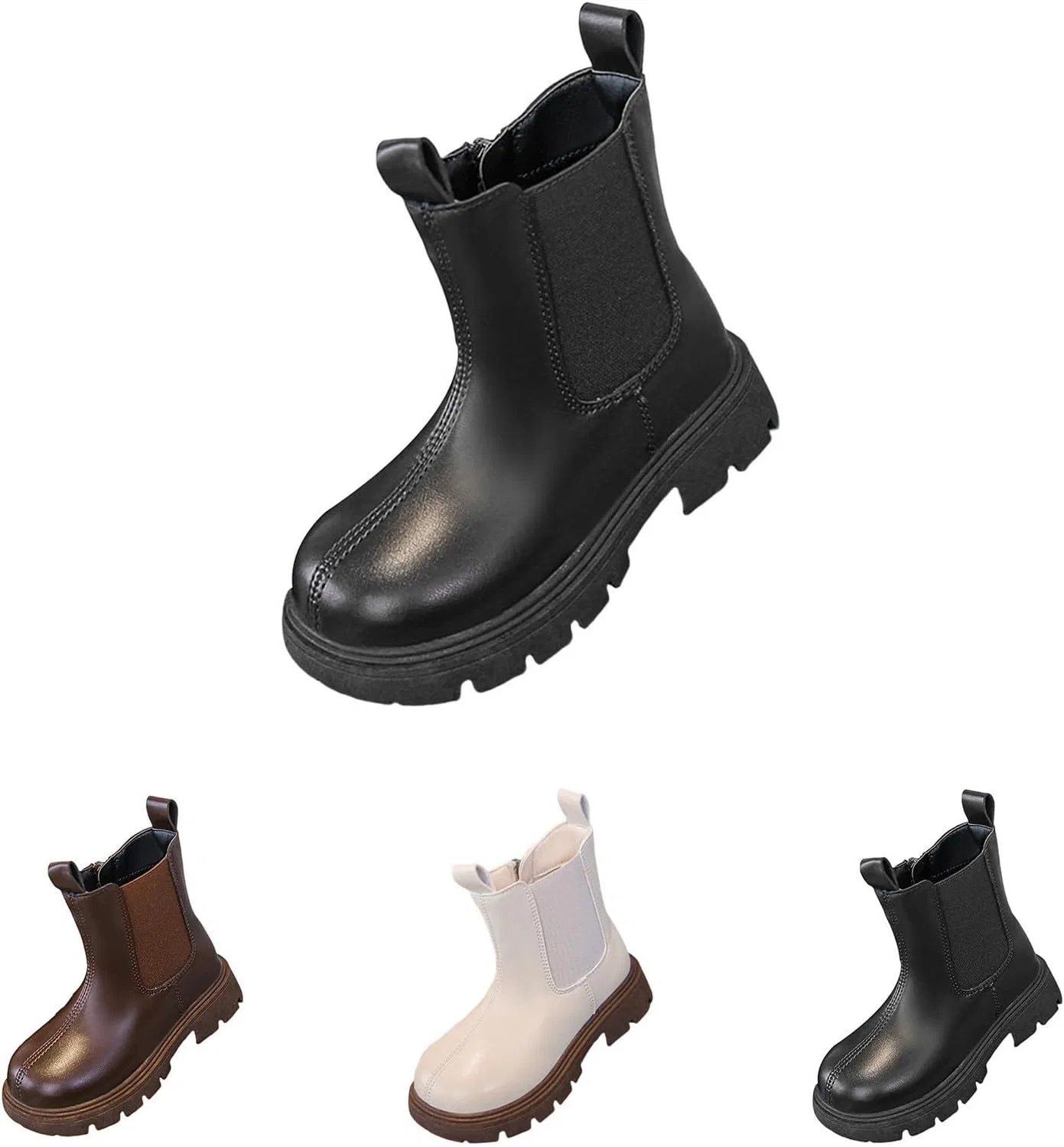 Детские ботинки для девочек с молнией сбоку, модель Combat Dress Boots, Black