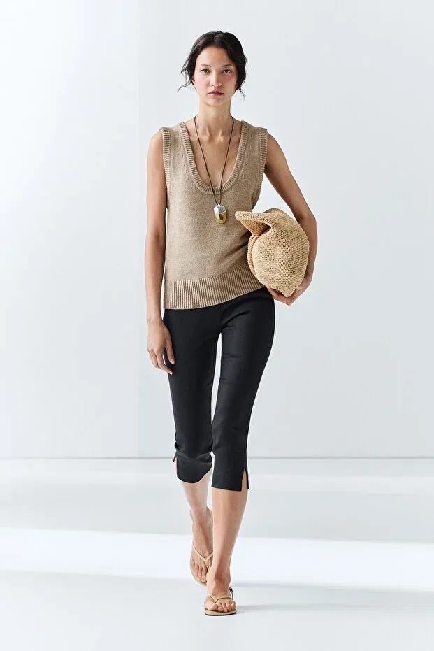 Женские брюки льняные Massimo Dutti, Dark Lacquer