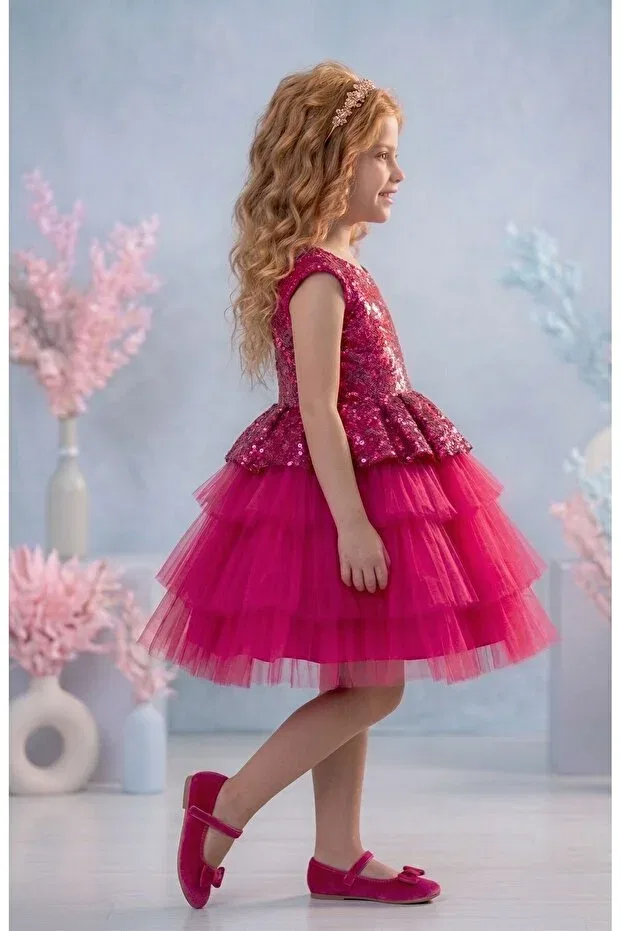Детское платье для девочек с пайетками Delfini Kids, Fuchsia — фото 2