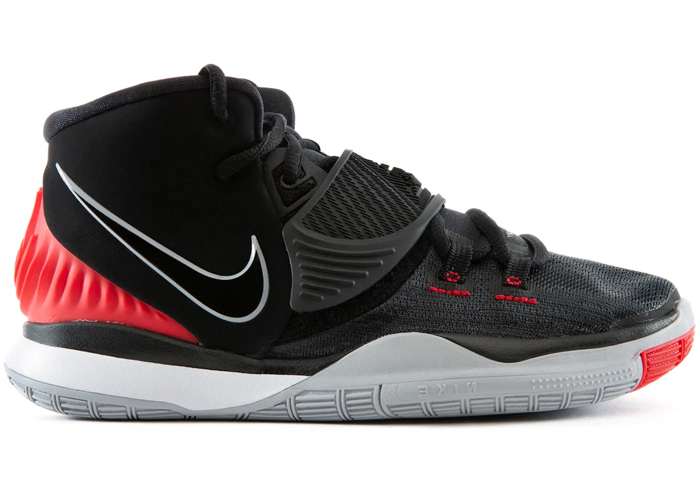 Детские кроссовки для мальчиков баскетбольные Nike Kyrie 6 Bred, Black/Black-University Red-White