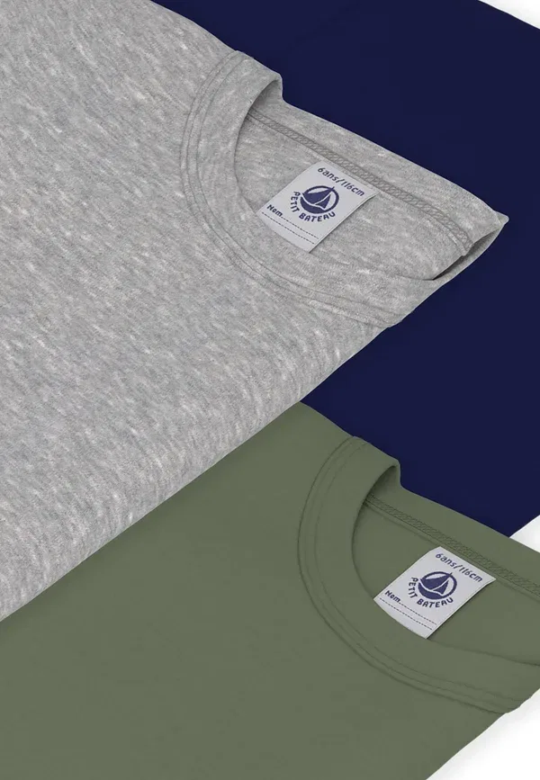 Комплект из 3 маек Petit Bateau, темно-синий/зеленый/серый — фото 3