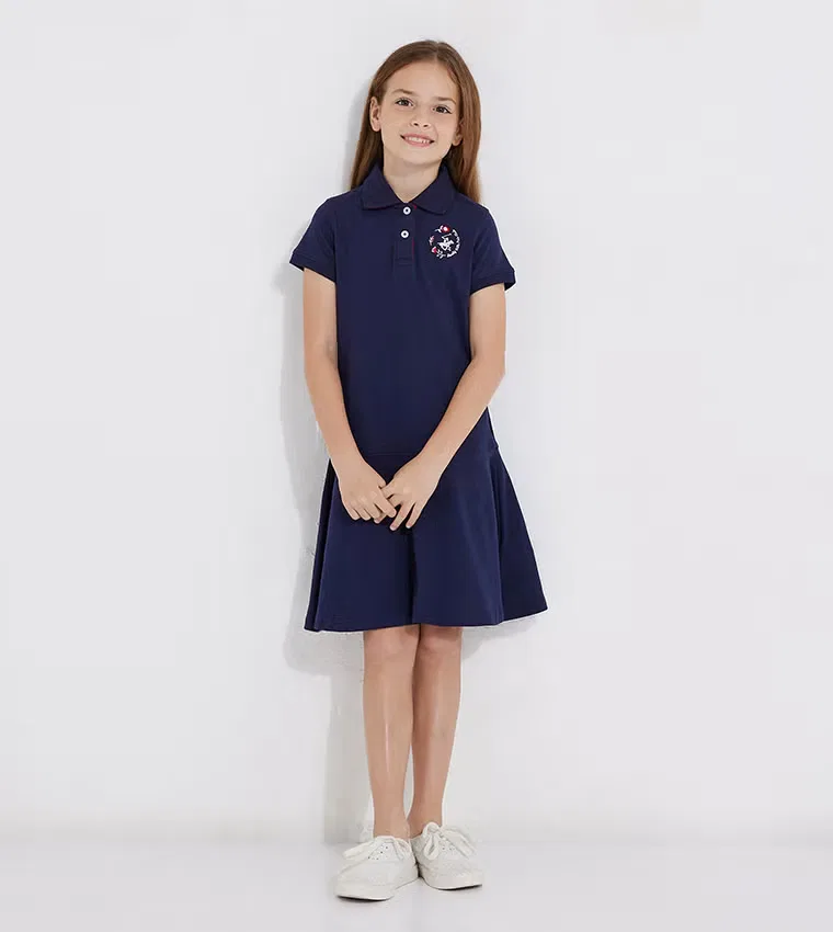 Платье-поло с вышитым логотипом, модель Logo Embroidered Polo Beverly Hills Polo Club, темно-синий