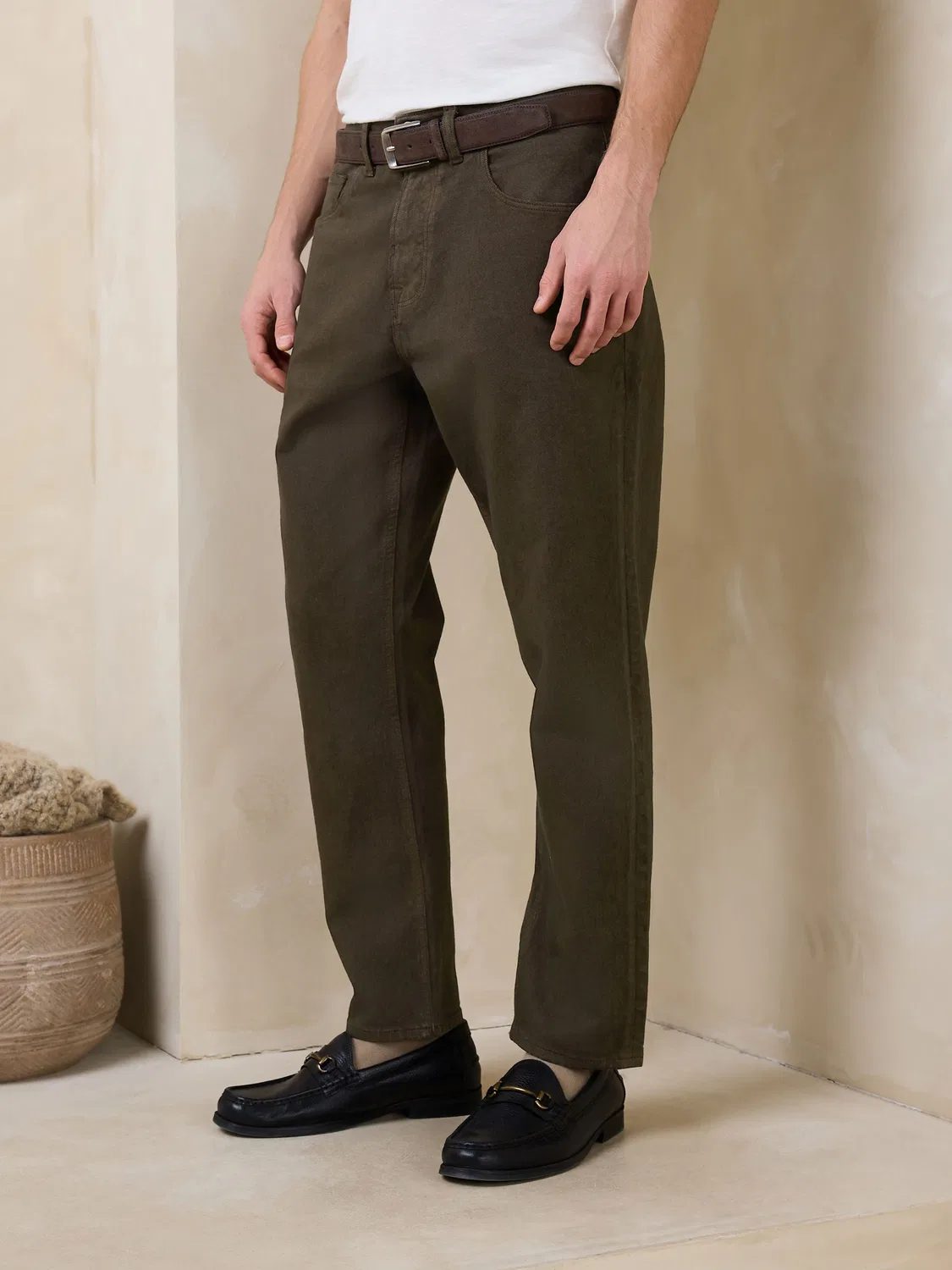 Джинсы с ремнем, slim fit, Chocolate Brown Next