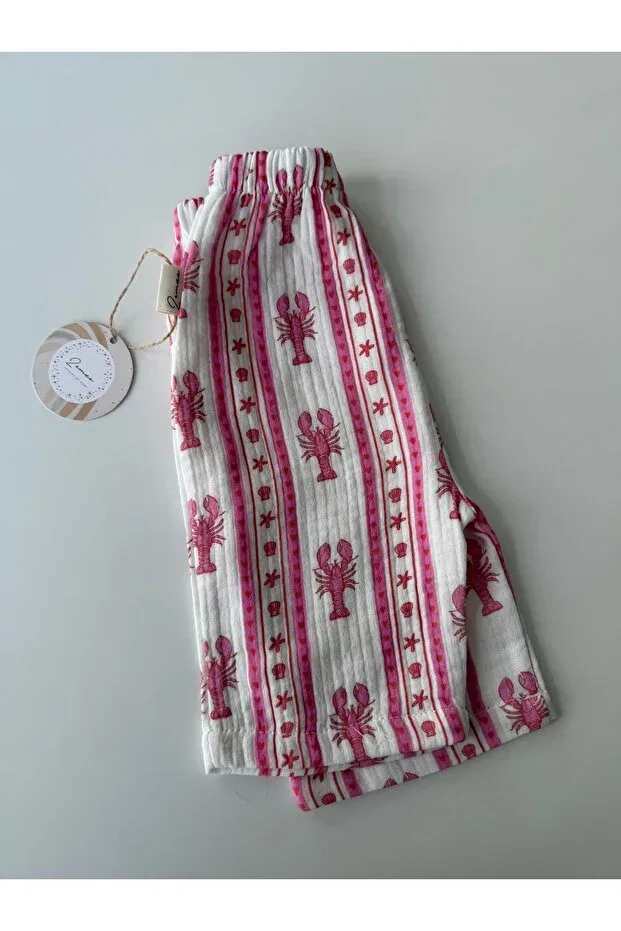 Детские брюки для девочек широкие Double layer patterned muslin baby blanket Zemze Baby, Pink — фото 2