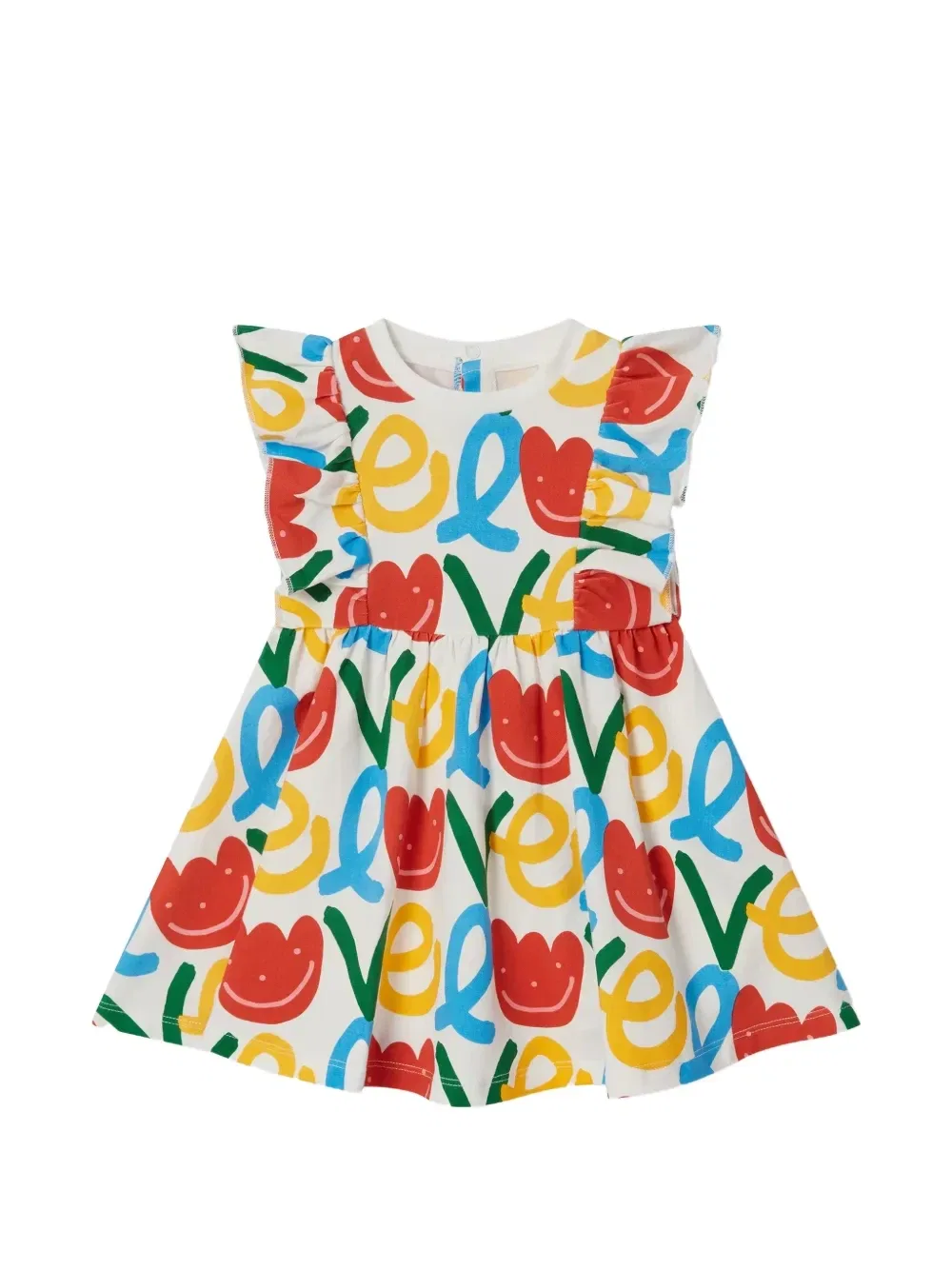 Платье с оборками и графическим принтом Stella McCartney Kids, белый