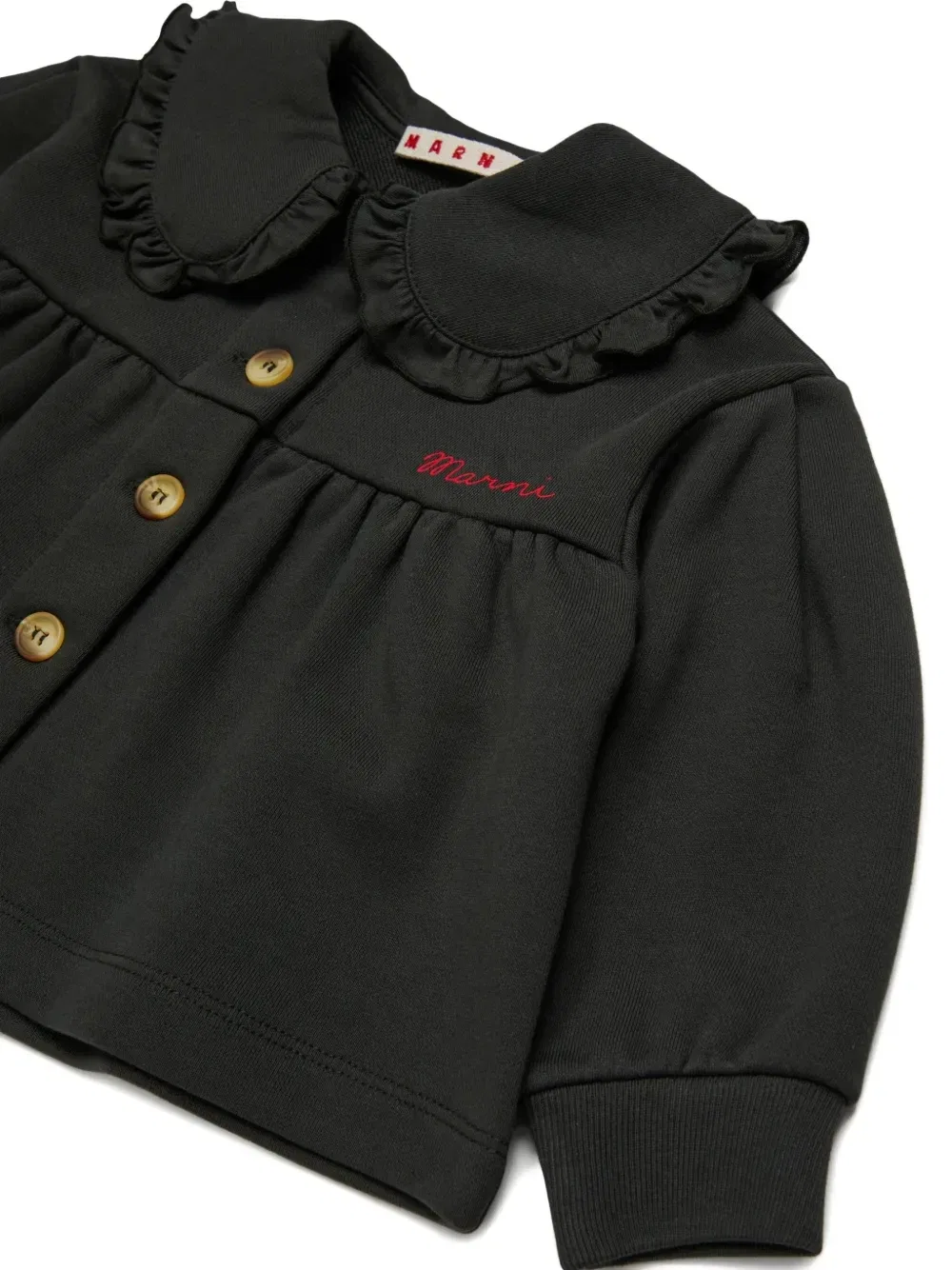 Куртка с оборками и вышитым логотипом Marni Kids, черный — фото 3