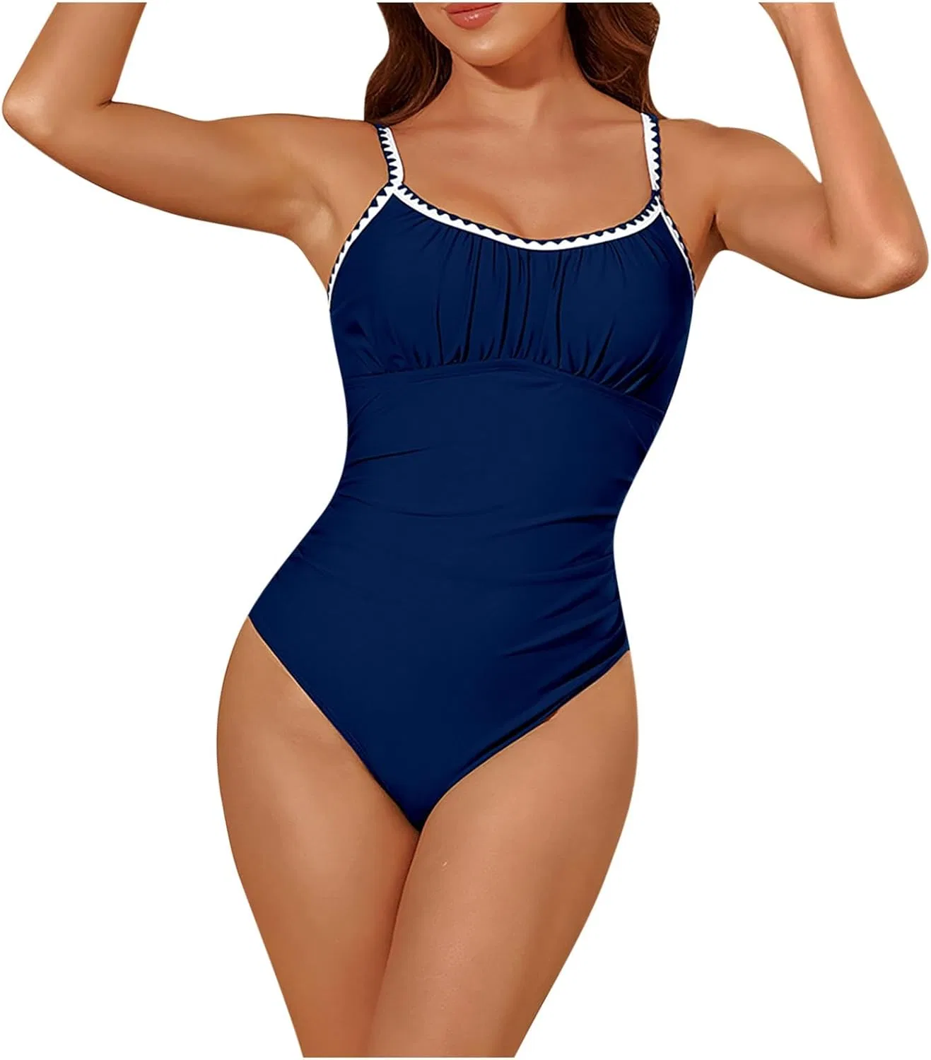 Женский цельный купальник с вырезом и утяжкой живота Fashion Summer, Navy — фото 4