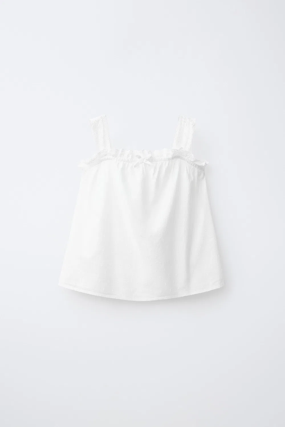 Пижама в горошек с сетчатыми вставками и лямками, 6-14 лет. ZARA, White — фото 2