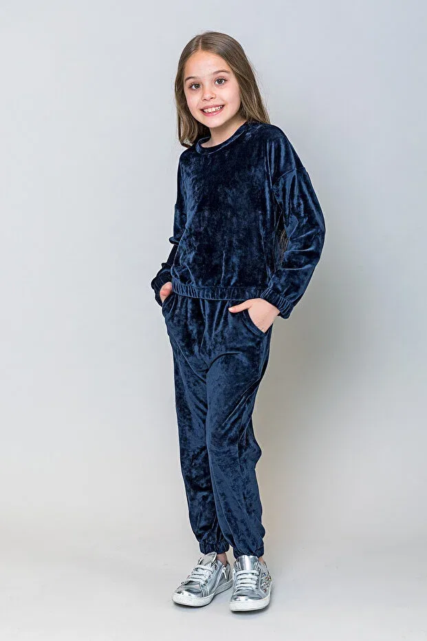 Детские спортивные штаны для девочек из вельвета Incity, Navy Blue — фото 2