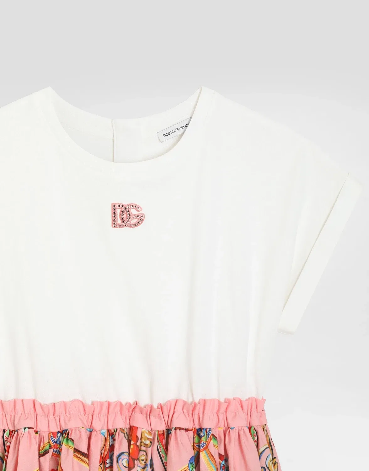 Платье из смешанных материалов с принтом «каретто» DOLCE & GABBANA, бежевый — фото 3
