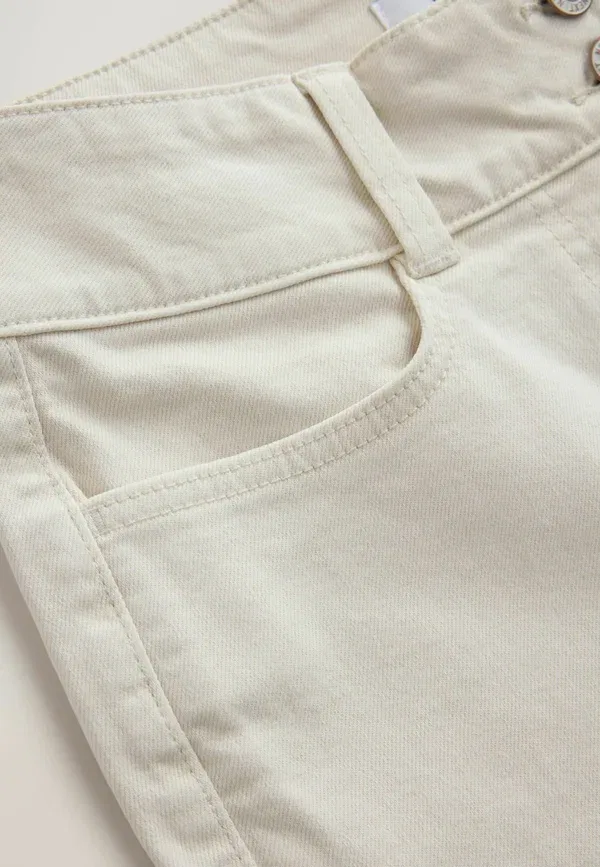 Брюки из хлопка с эластаном Tall fit - flared chino trousers Next, Ecru, экрю — фото 4